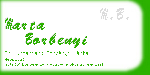 marta borbenyi business card